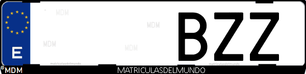 Imágen de matrícula de coche con letras BZZ de España