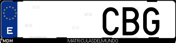 Imágen de matrícula de coche con letras CBG de España