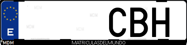 Imágen de matrícula de coche con letras CBH de España
