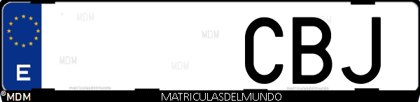 Imágen de matrícula de coche con letras CBJ de España