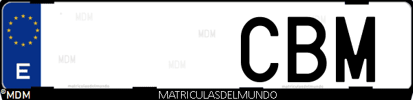 Imágen de matrícula de coche con letras CBM de España