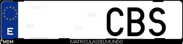Imágen de matrícula de coche con letras CBS de España