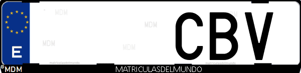 Imágen de matrícula de coche con letras CBV de España