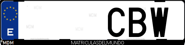 Imágen de matrícula de coche con letras CBW de España