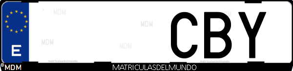 Imágen de matrícula de coche con letras CBY de España