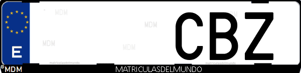 Imágen de matrícula de coche con letras CBZ de España