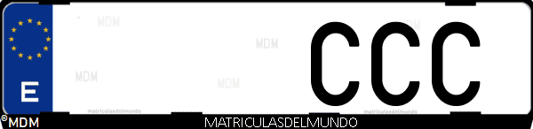 Imágen de matrícula de coche con letras CCC de España