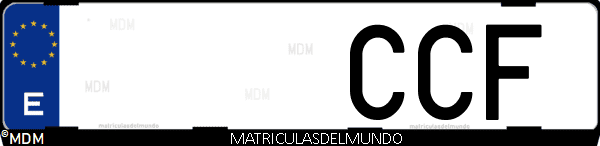 Imágen de matrícula de coche con letras CCF de España