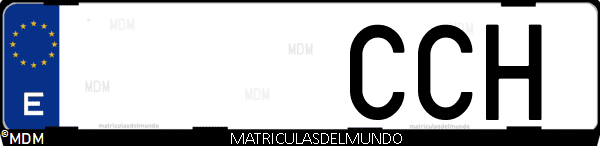 Imágen de matrícula de coche con letras CCH de España