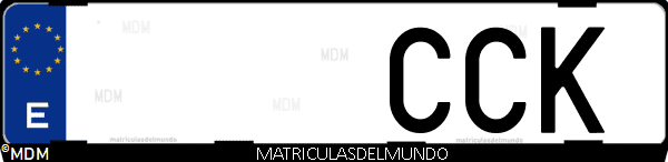 Imágen de matrícula de coche con letras CCK de España