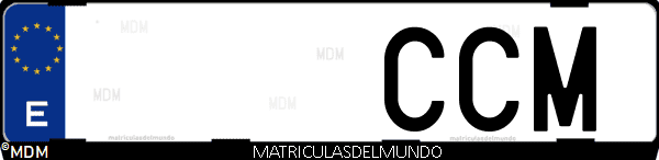 Imágen de matrícula de coche con letras CCM de España