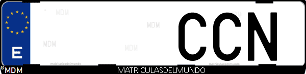 Imágen de matrícula de coche con letras CCN de España