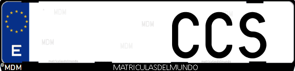 Imágen de matrícula de coche con letras CCS de España