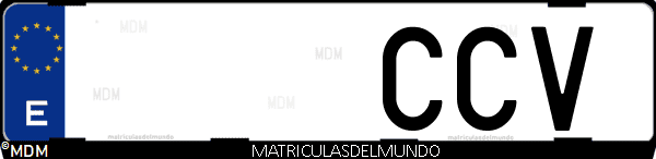 Imágen de matrícula de coche con letras CCV de España