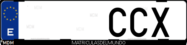 Imágen de matrícula de coche con letras CCX de España