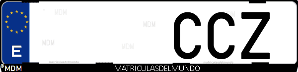 Imágen de matrícula de coche con letras CCZ de España