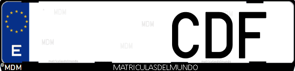 Imágen de matrícula de coche con letras CDF de España