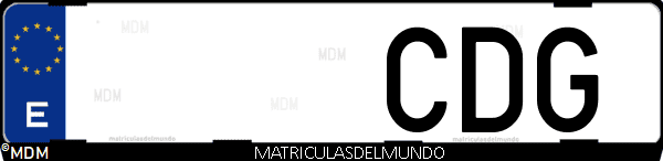 Imágen de matrícula de coche con letras CDG de España