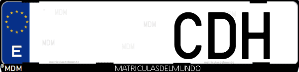Imágen de matrícula de coche con letras CDH de España