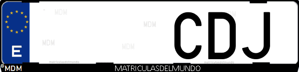 Imágen de matrícula de coche con letras CDJ de España