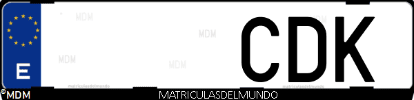 Imágen de matrícula de coche con letras CDK de España