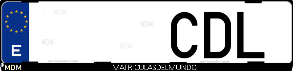 Imágen de matrícula de coche con letras CDL de España