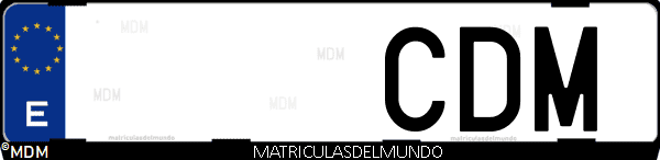 Imágen de matrícula de coche con letras CDM de España