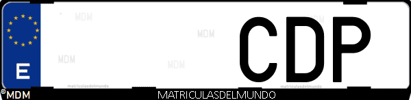 Imágen de matrícula de coche con letras CDP de España