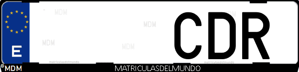 Imágen de matrícula de coche con letras CDR de España