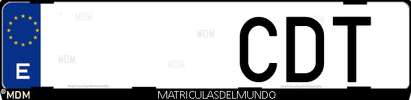 Imágen de matrícula de coche con letras CDT de España