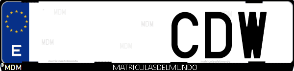 Imágen de matrícula de coche con letras CDW de España