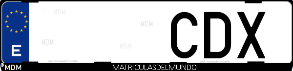 Imágen de matrícula de coche con letras CDX de España