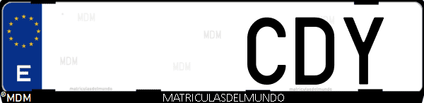 Imágen de matrícula de coche con letras CDY de España