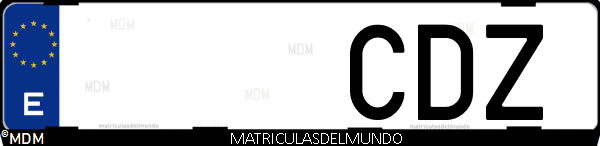 Imágen de matrícula de coche con letras CDZ de España