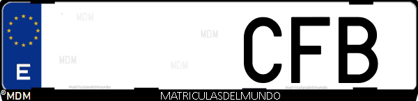 Imágen de matrícula de coche con letras CFB de España