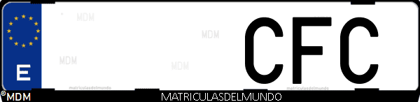 Imágen de matrícula de coche con letras CFC de España