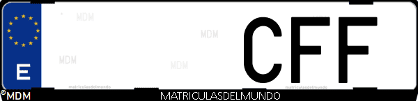 Imágen de matrícula de coche con letras CFF de España