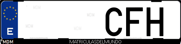 Imágen de matrícula de coche con letras CFH de España