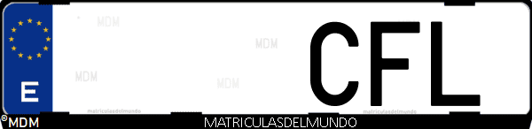 Imágen de matrícula de coche con letras CFL de España