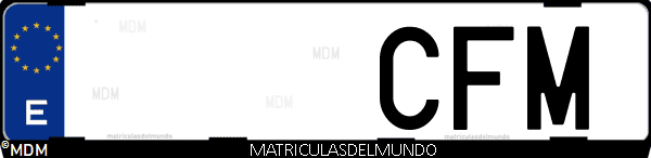 Imágen de matrícula de coche con letras CFM de España