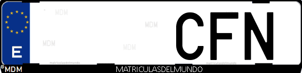 Imágen de matrícula de coche con letras CFN de España