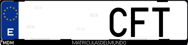 Imágen de matrícula de coche con letras CFT de España