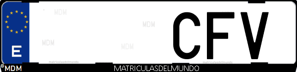 Imágen de matrícula de coche con letras CFV de España