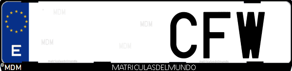 Imágen de matrícula de coche con letras CFW de España