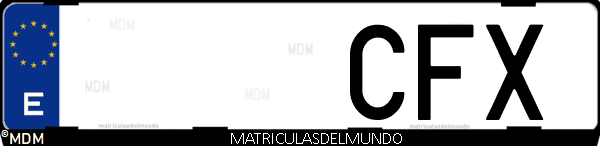 Imágen de matrícula de coche con letras CFX de España