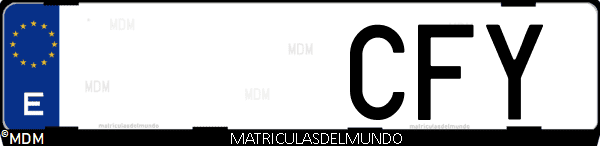 Imágen de matrícula de coche con letras CFY de España