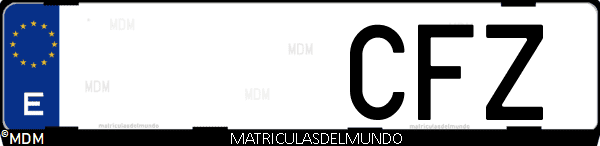 Imágen de matrícula de coche con letras CFZ de España