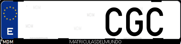 Imágen de matrícula de coche con letras CGC de España