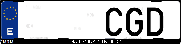 Imágen de matrícula de coche con letras CGD de España