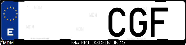 Imágen de matrícula de coche con letras CGF de España